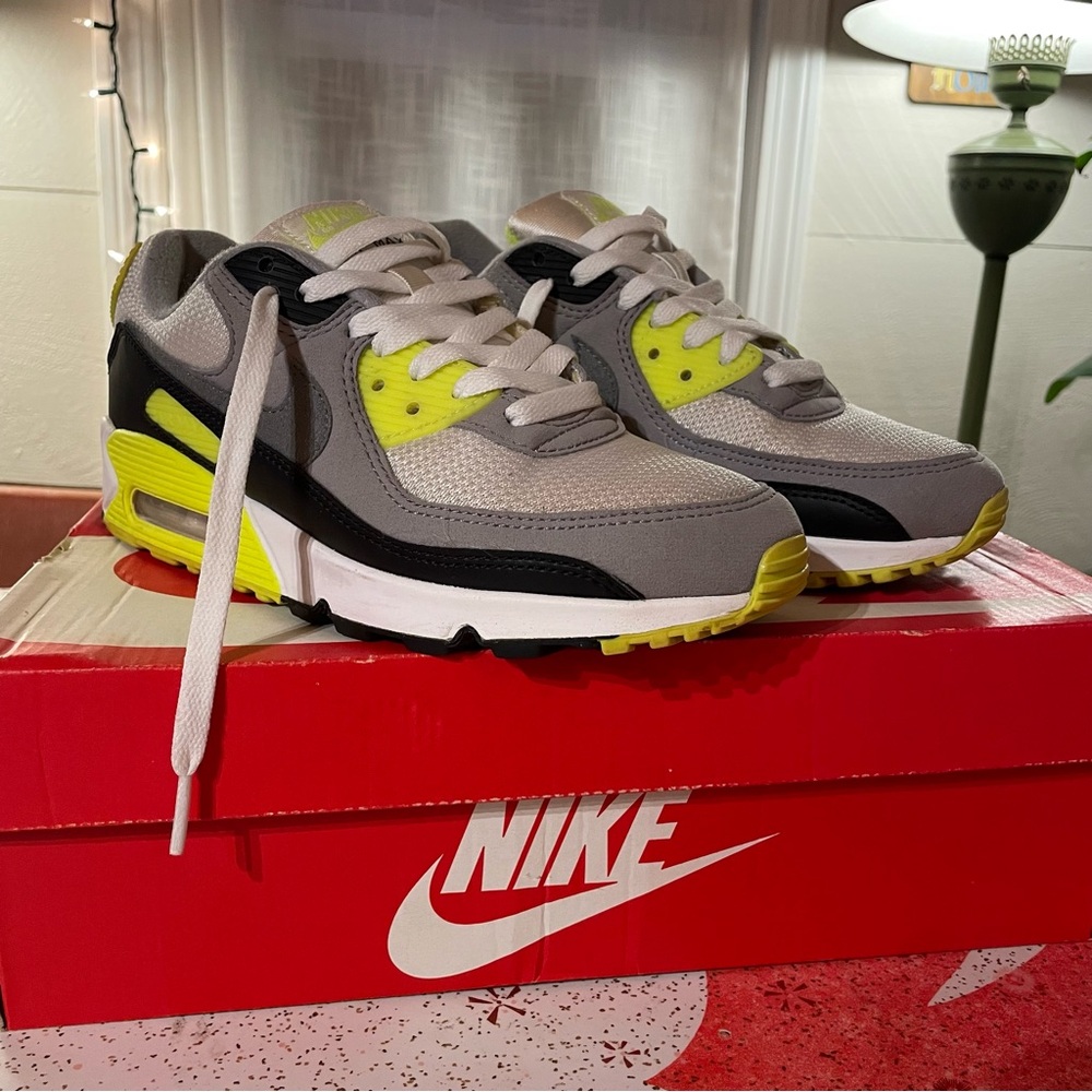Nike Air Max 90 Gray and Neon Yellow Sneakers